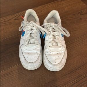 Kids White and Blue Sneakers